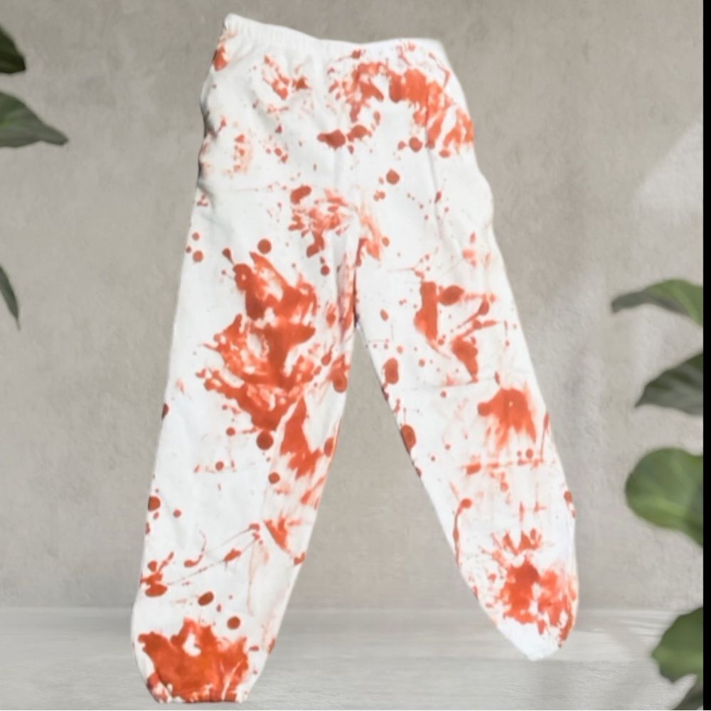 Gildan Wm’s Sz Lrg Brick Tie Dye Heavy Blend Cotton Fleece Track Sweat Pants